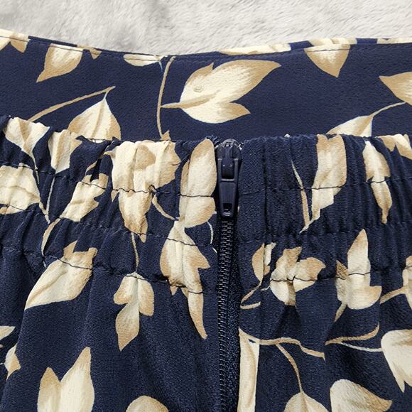 Vintage 90s Segue Skirt Women 2X Blue Tan Floral Faux Button Front Midi Back Zip - Picture 3 of 7